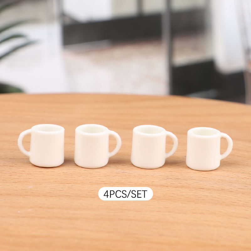 Coffee Y Tea - 4pcs/Set 1:12 Dollhouse Miniature Cup White