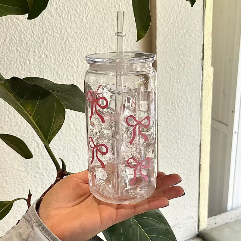 Coffee Tea Jars - Cute Pink Bow Plastic Cup With