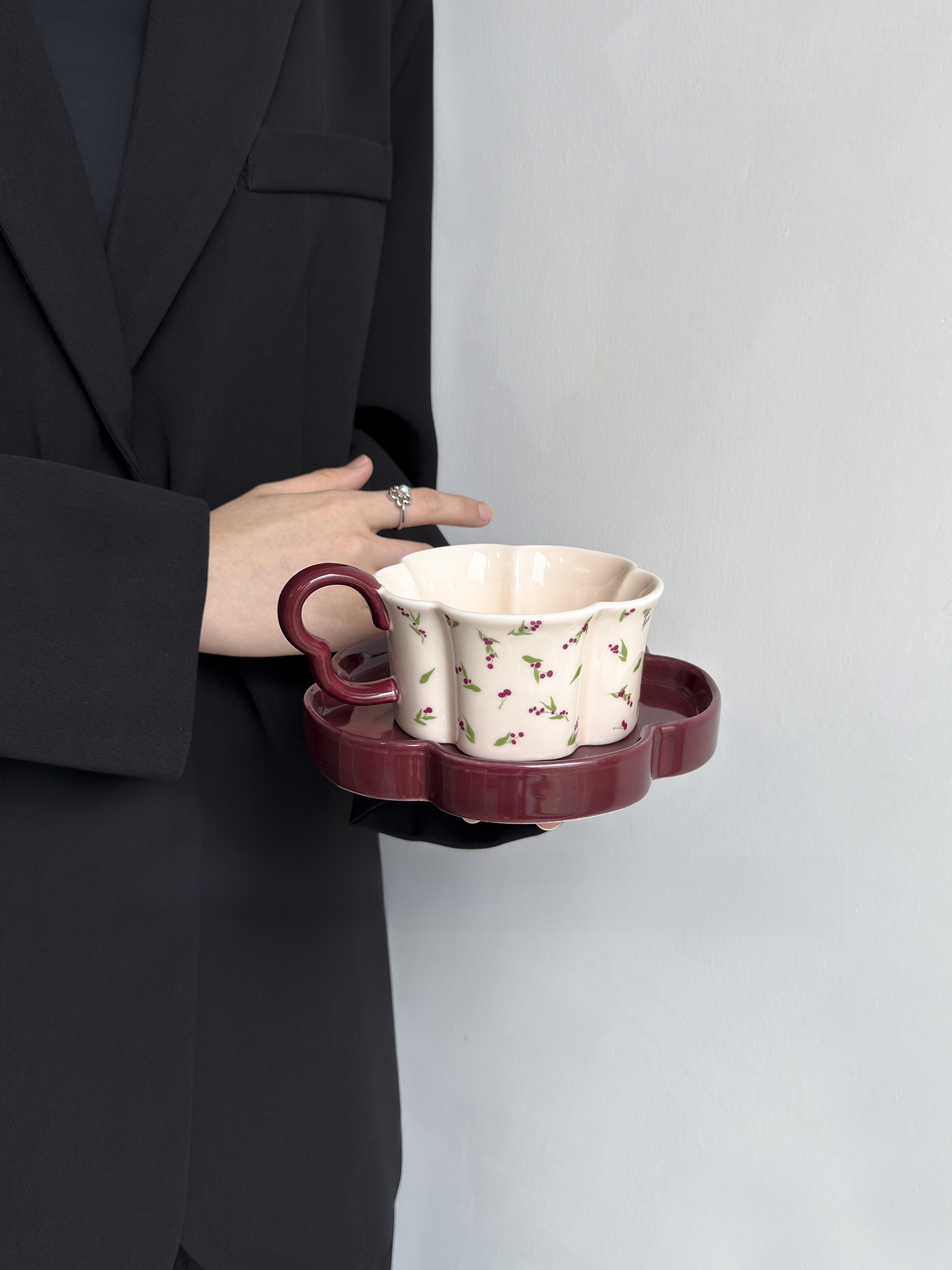 Retro Cherry Ceramic Coffee Cu - Young Tea Coffee ulasan dan harga
