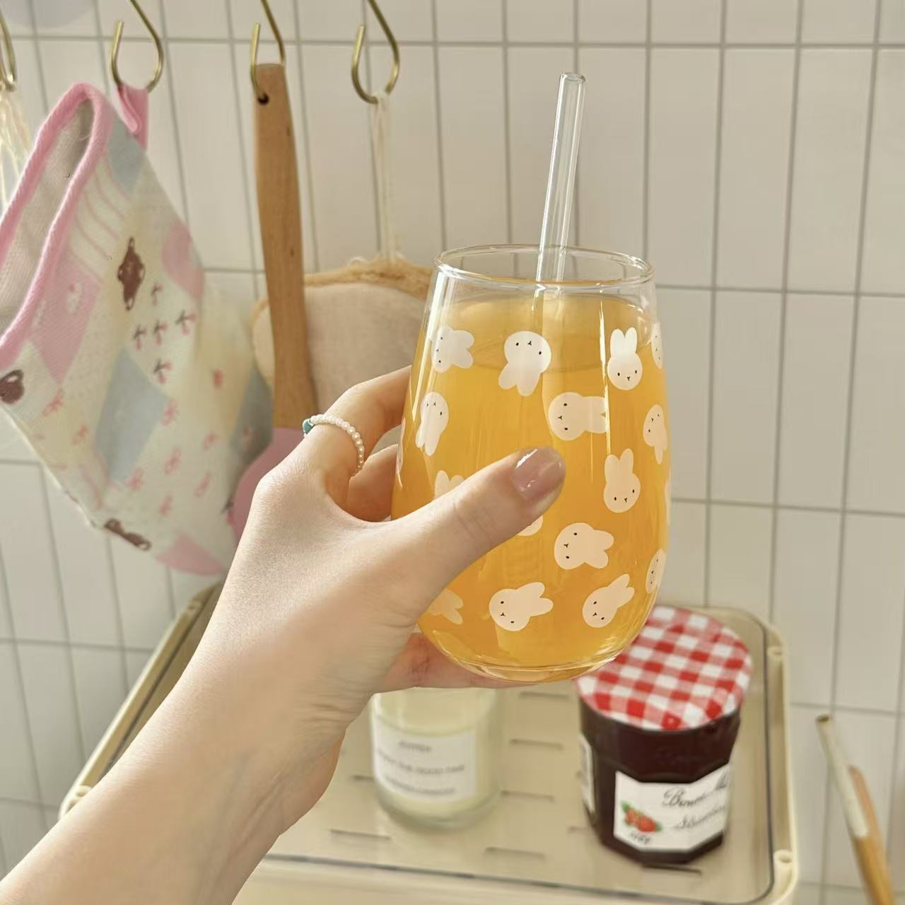 Cute Miffy Rabbit Printed Glas - Coffee Tea & Jane ulasan dan harga