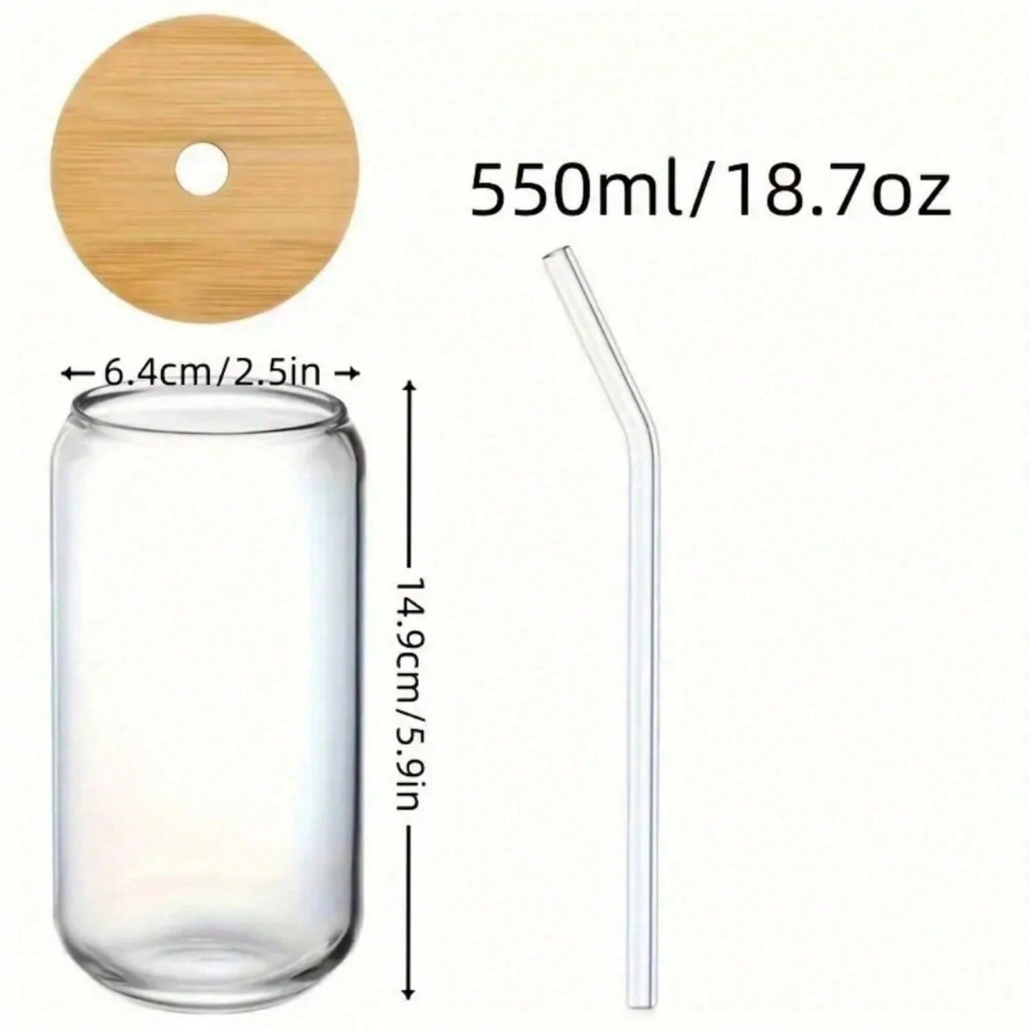 8pc, Glass Cup With Bamboo Lid - Coffee Tea Boba ulasan dan harga