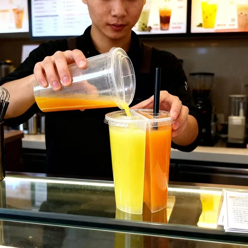 2-in-1 Disposable Plastic Cups - Coffee Tea Boba ulasan dan harga