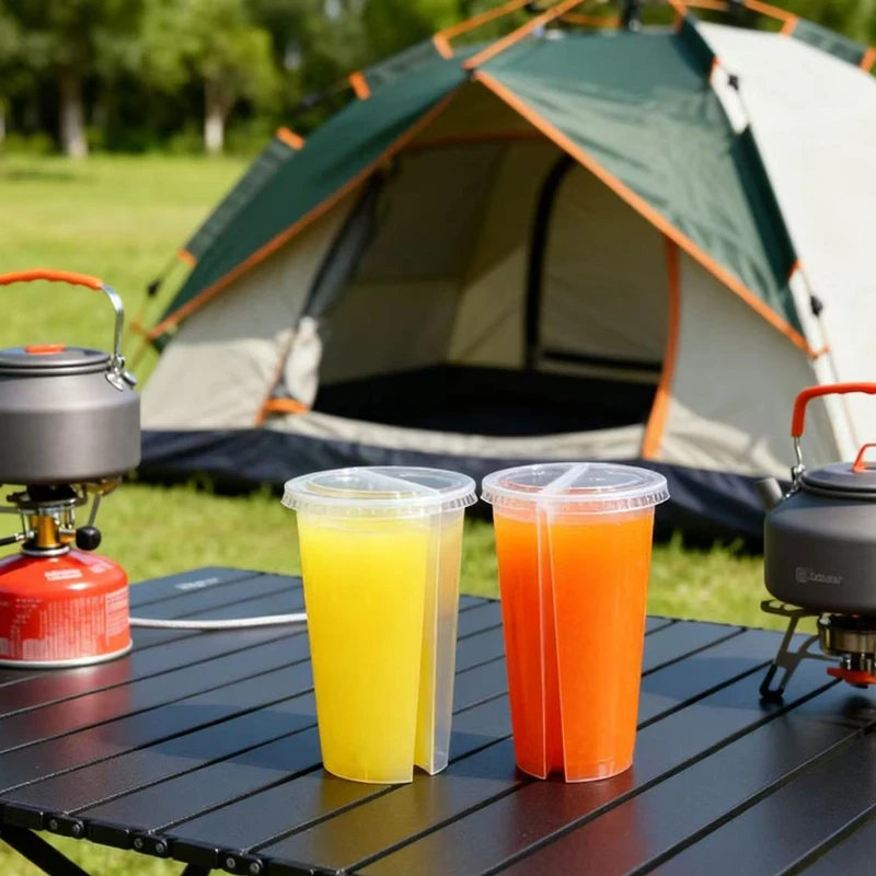 2-in-1 Disposable Plastic Cups - Coffee Tea Boba ulasan dan harga