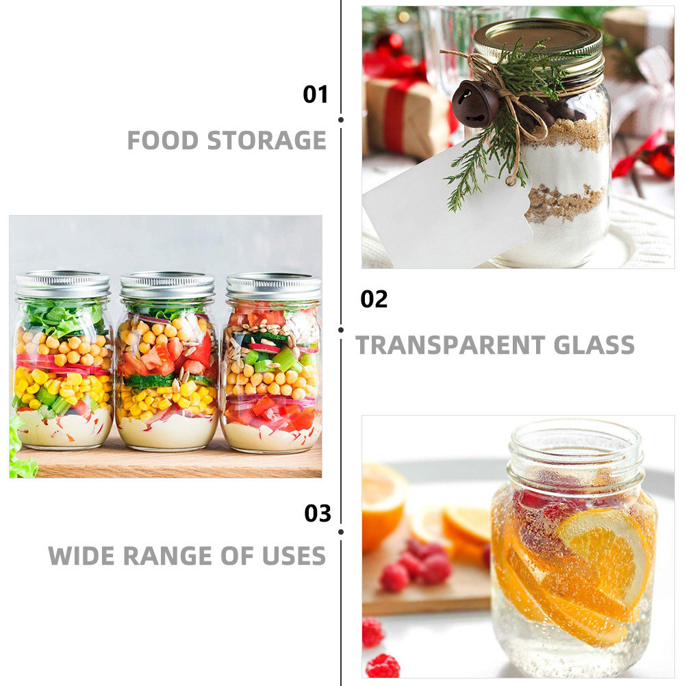 6Pcs Transparent Round Glass J - Coffee Tea Jars ulasan dan harga