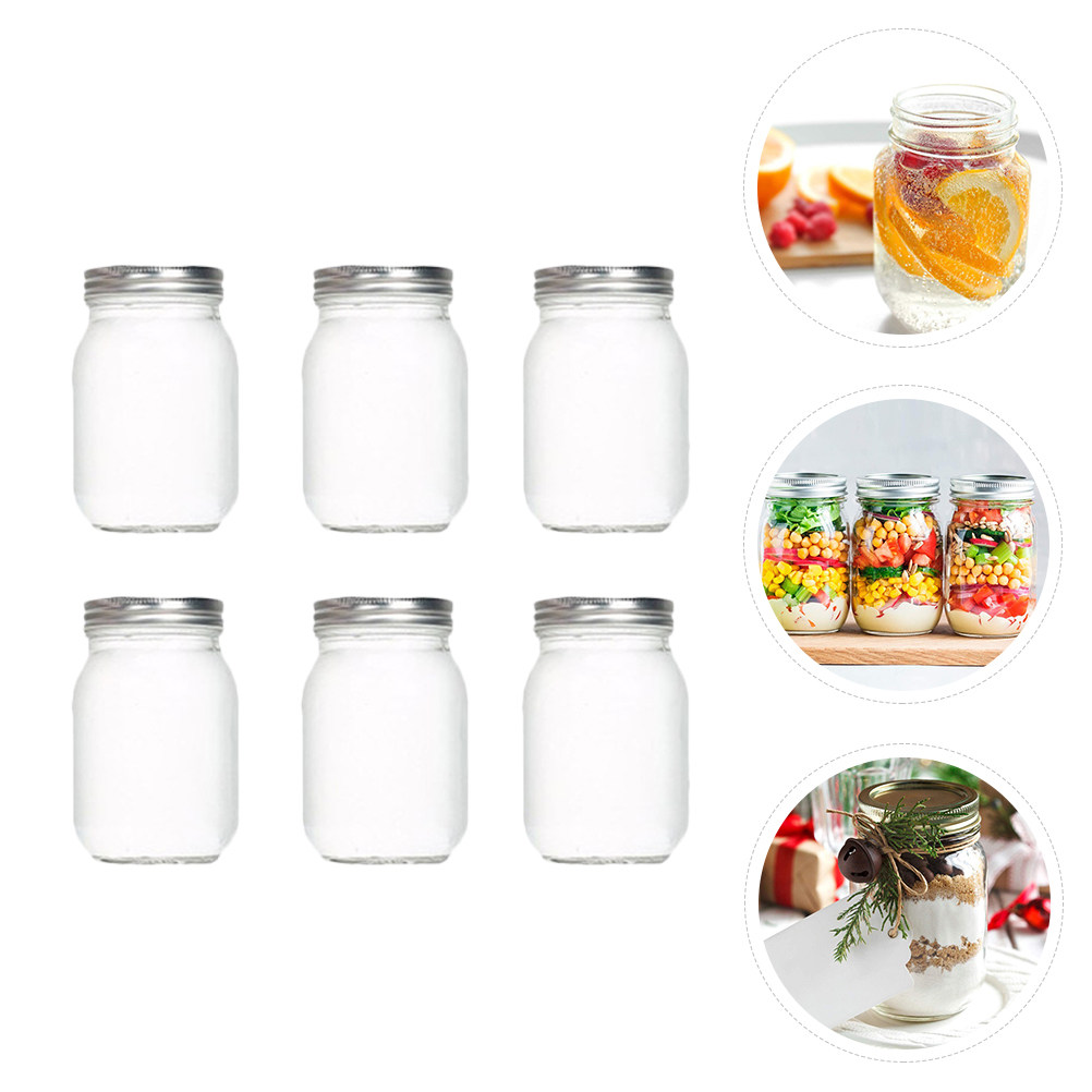 6Pcs Transparent Round Glass J - Coffee Tea Jars ulasan dan harga