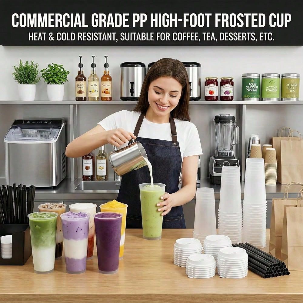 Frosted Hard Plastic Boba Tea  - Coffee Tea Boba ulasan dan harga