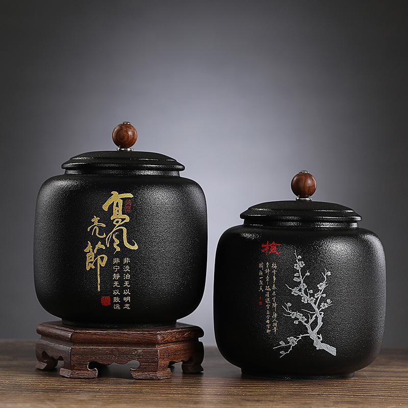 Black Ceramic Sealed tea can G - Coffee Tea Font ulasan dan harga