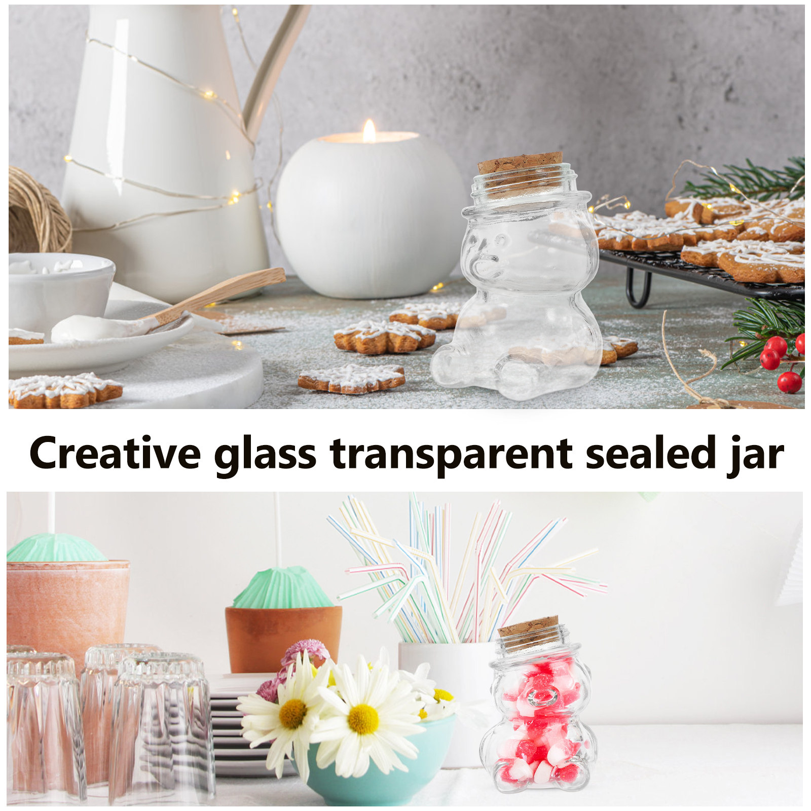 4Pcs Glass Candy Jar Set Trans - Coffee Tea Jars ulasan dan harga