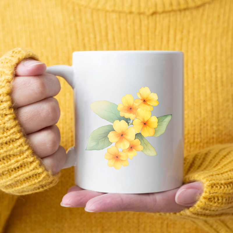Ceramic mug with white and yel - Coffee Tea Break ulasan dan harga