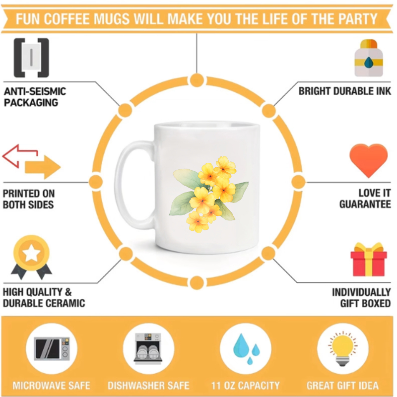 Ceramic mug with white and yel - Coffee Tea Break ulasan dan harga