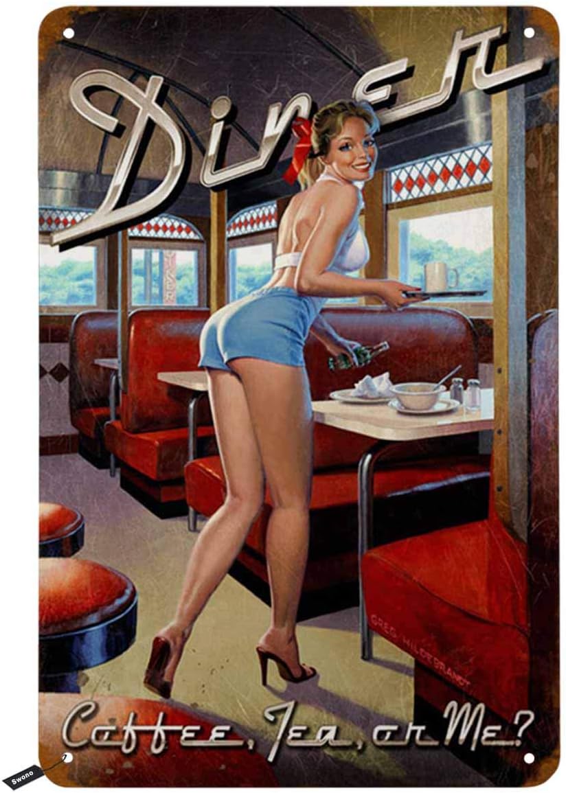 Swono Dinner Tin Signs,Pinup G - Coffee Tea And Me ulasan dan harga